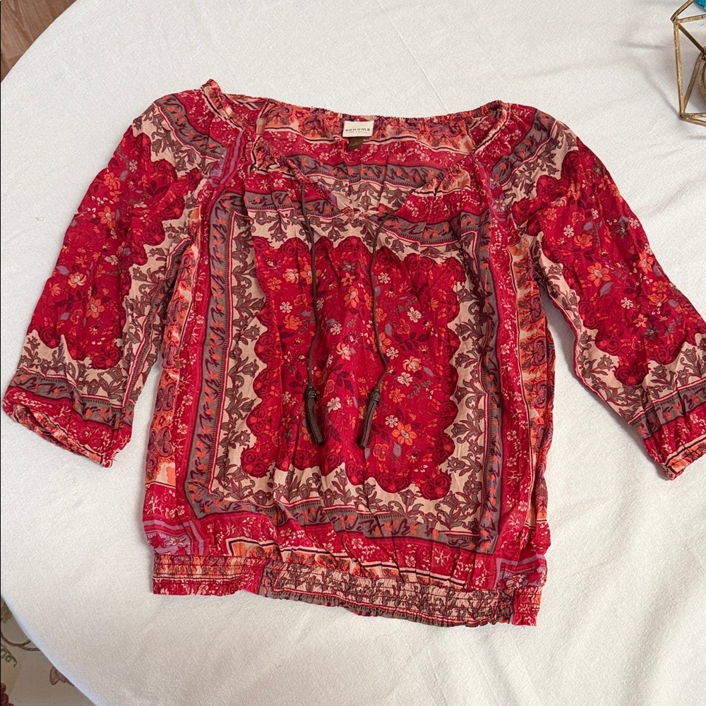 Sonoma Red and Pink Patterned Blouse